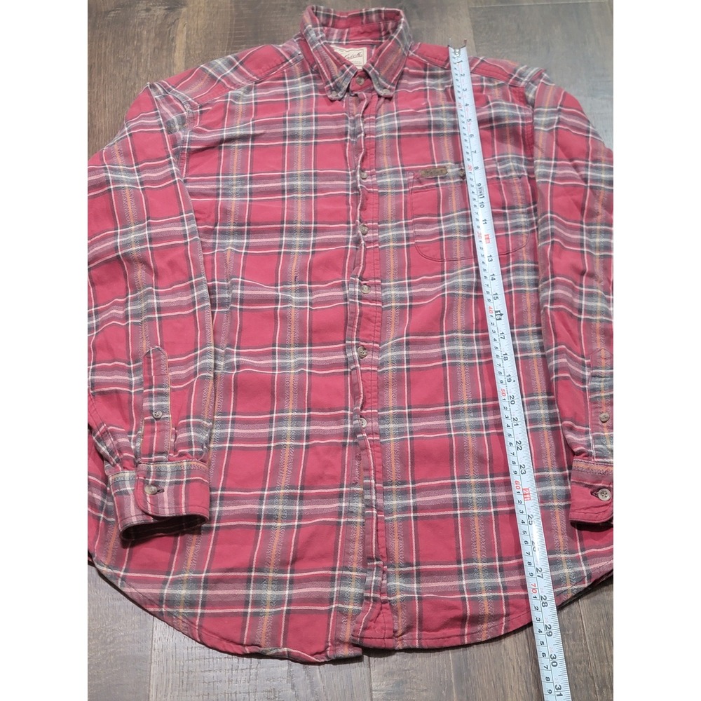 Woolrich Mens Red Plaid Flannel Button Down Shirt Size M Cotton Long Sleeve
